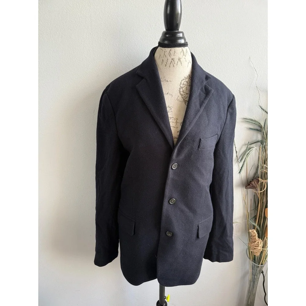 J.Crew Mens Navy Blue 100% Wool 3-Button Blazer Jacket 40R‎ 77922 FA06